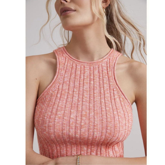 Anthropologie‎ Pink Knit High-Neck Pullover Stretch Tank Top Size Small - Picture 3 of 10